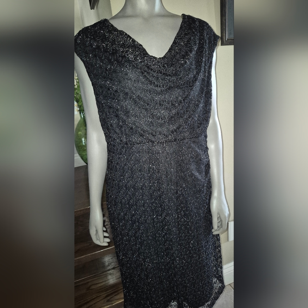 Connected Woman Cute Black Dress  glitters